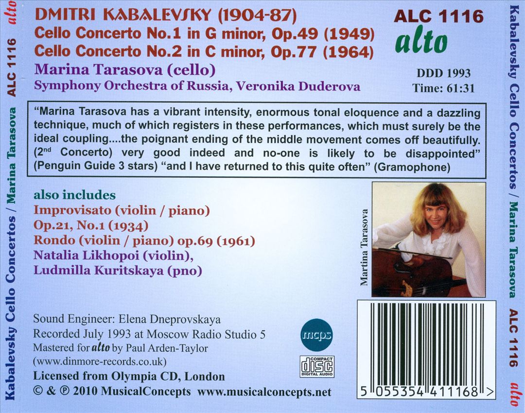 Kabalevsky: Cello Concertos Nos. 1 & 2 cover art