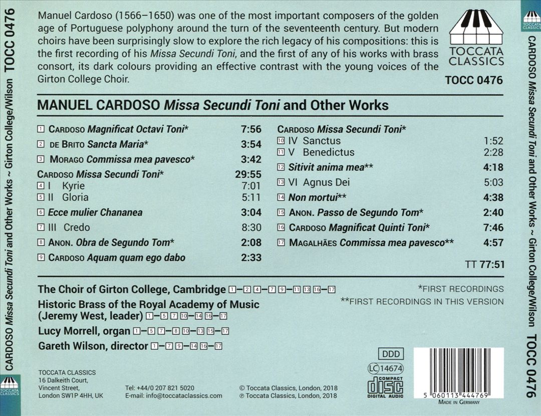 Manuel Cardoso: Magnificat Octavi Toni; Magnificat Quinti Toni; Missa Secundi Toni; Motets cover art