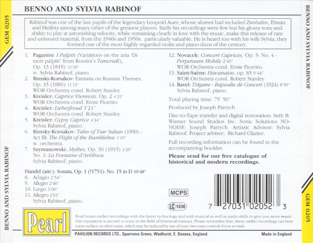 Virtuoso Violin of Benno Rabinof cover art