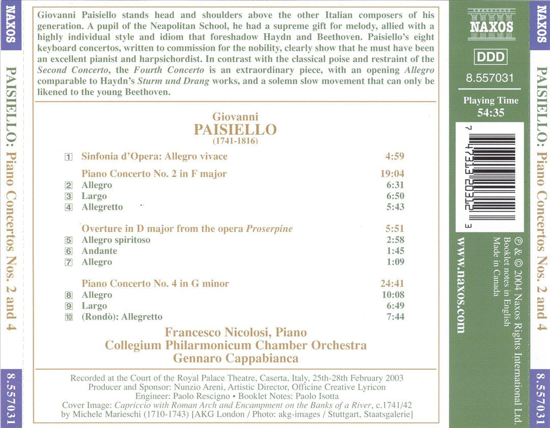 Giovanni Paisiello: Piano Concertos Nos. 2 & 4 cover art
