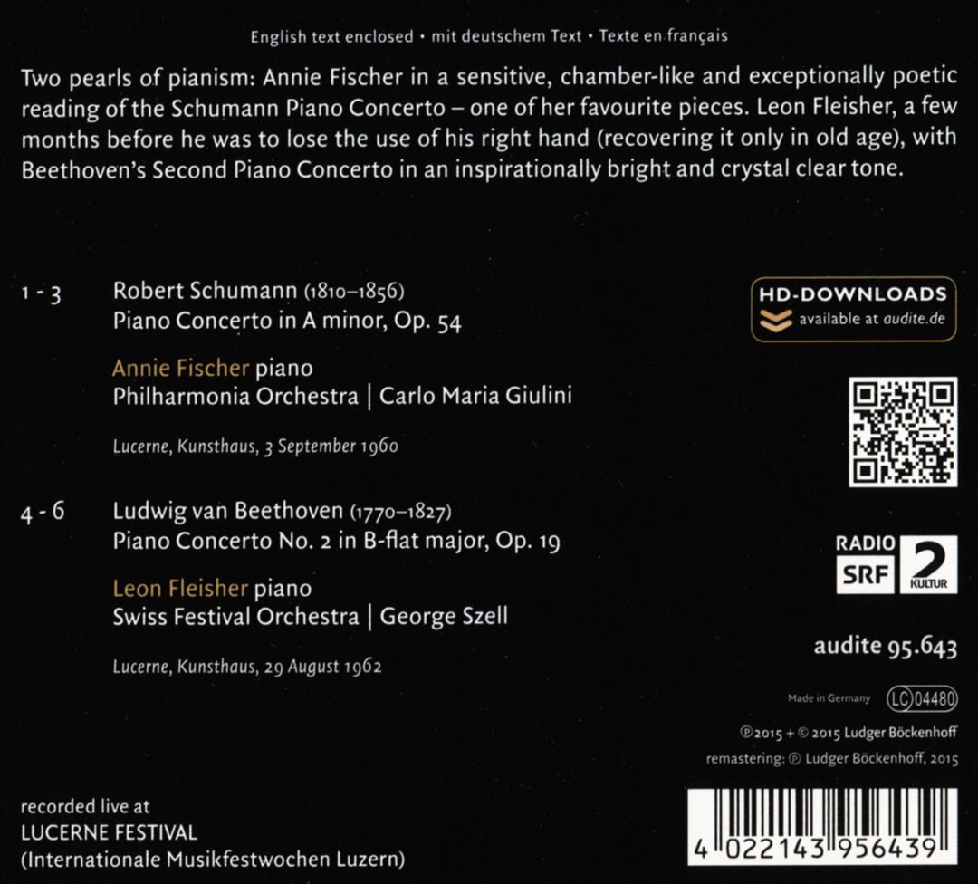 Schumann: Piano Concerto; Beethoven: Piano Concerto No. 2 cover art