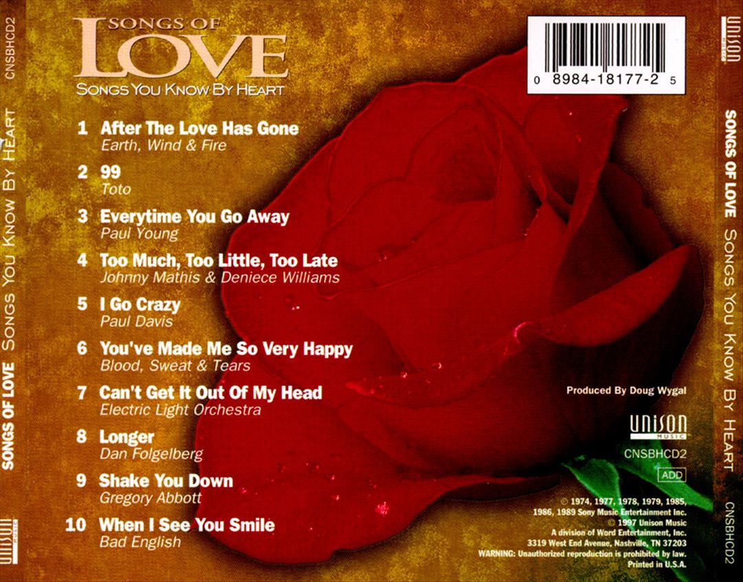 Songs You Know by Heart: Songs of Love cover art