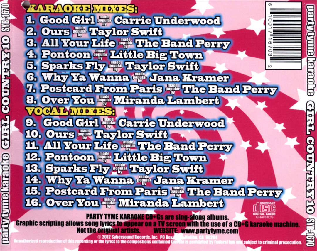 Party Tyme Karaoke: Girl Country, Vol. 10 cover art