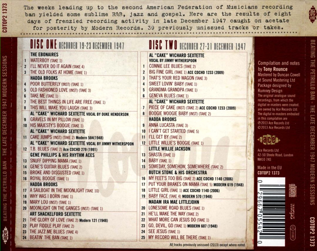 Beating the Petrillo Ban: The Late December 1947 Modern Sessions cover art