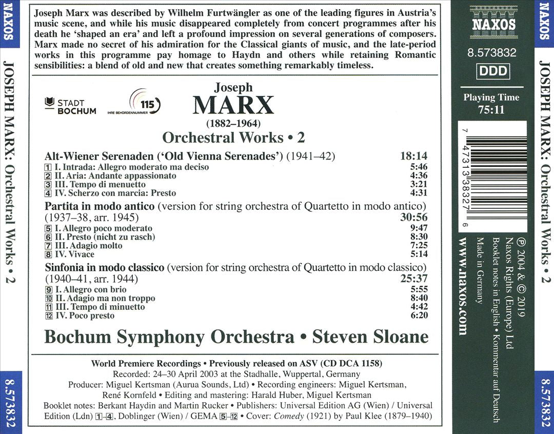 Joseph Marx: Orchestral Works, Vol. 2 cover art