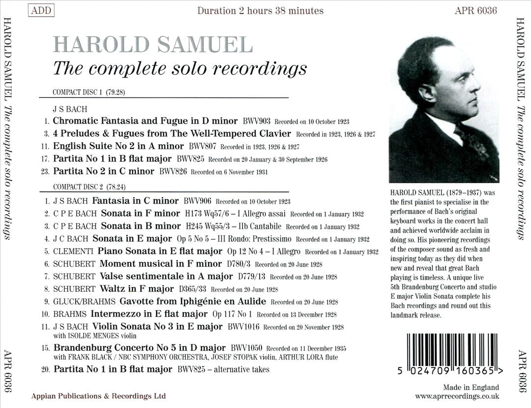 Harold Samuel: The Complete Solo Recordings cover art