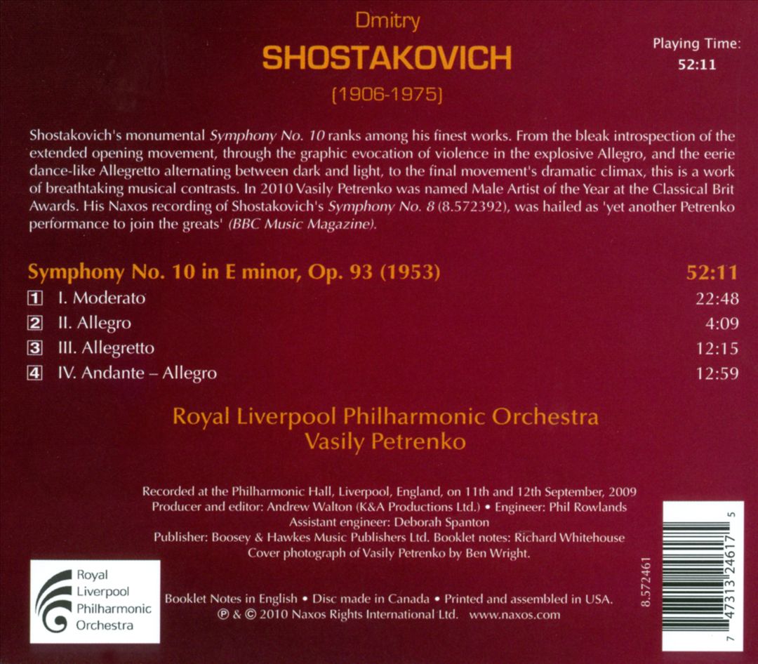 Shostakovich: Symphony No. 10 cover art