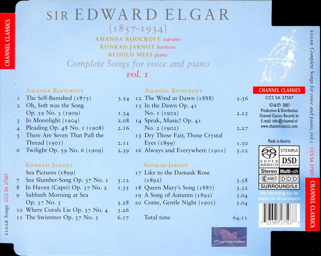 Elgar: Complete Songs for Voice and Piano, Vol. 1 cover art