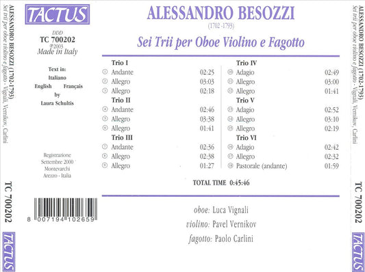 Alessandro Besozzi: Sei Trii per Oboe, Violino e Fagotto cover art