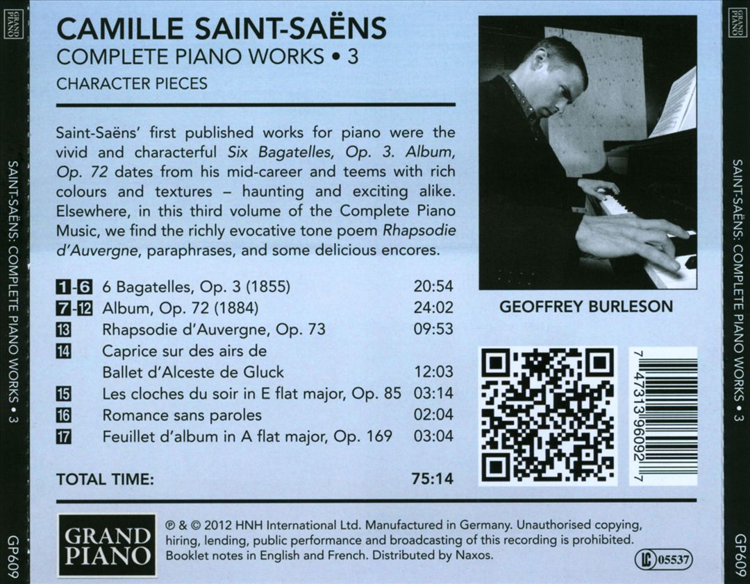 Saint-Saëns: Complete Piano Works, Vol. 3: Character Pieces cover art