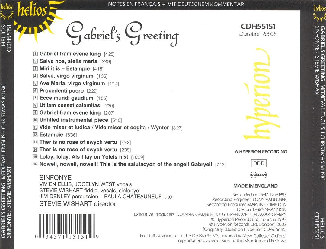 Gabriel's Greeting: Medieval English Christmas Music cover art