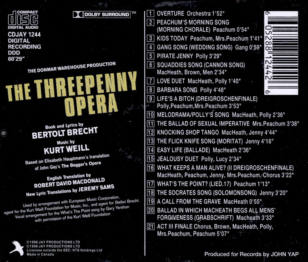 Threepenny Opera (The Donmar Warehouse Production) [Original Cast Recording] cover art