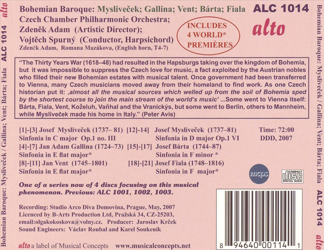 Baroque Bohemia & Beyond: Myslivecek, Gallina, Vent, Barta, Fiala cover art