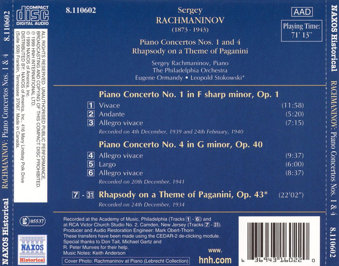 Rachmaninov: Piano Concertos Nos. 1 & 4 cover art