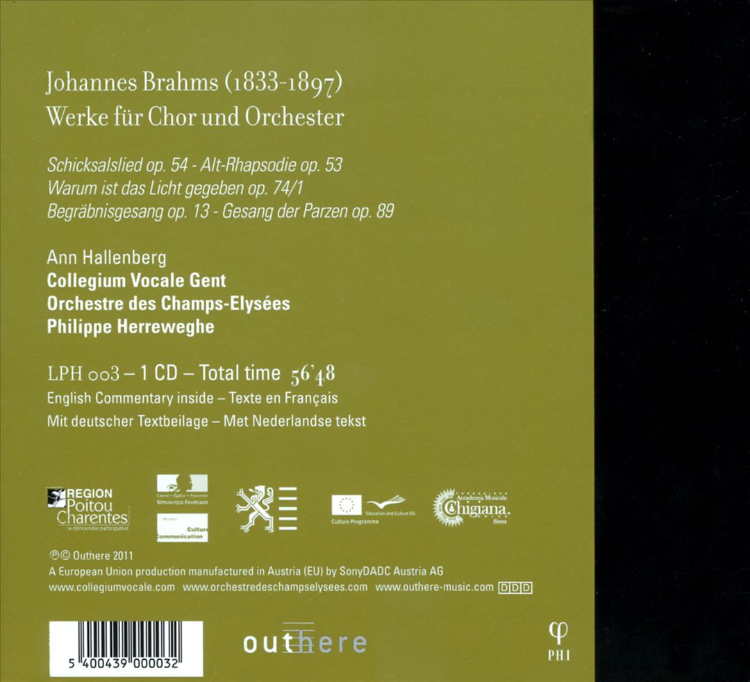 Johannes Brahms: Werke für Chor und Orchester cover art