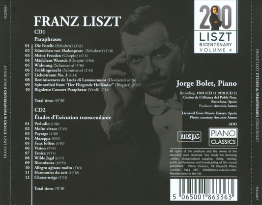 Liszt Bicentary Edition, Vol. 4: Jorge Bolet cover art