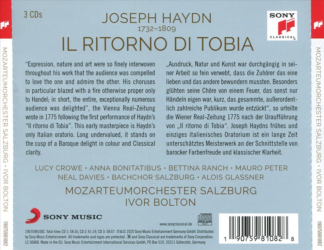 Joseph Haydn: Il Ritorno di Tobia cover art