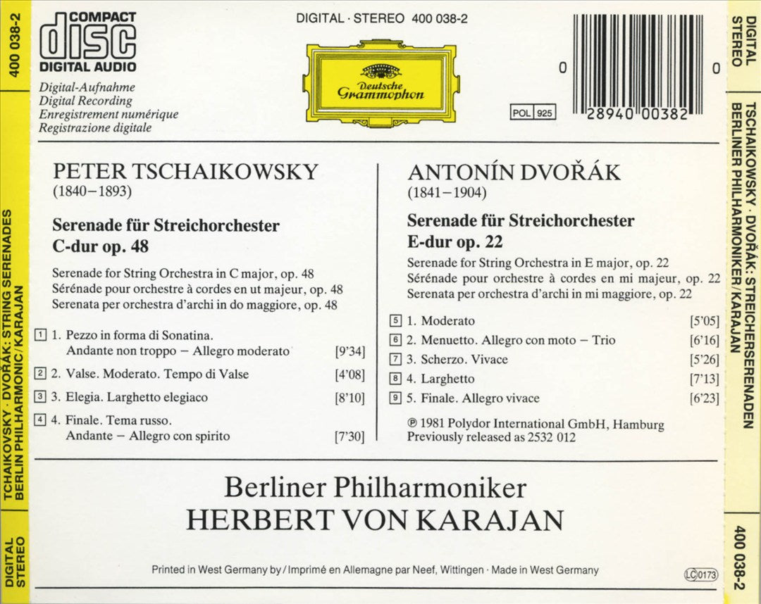 Tschaikovsky, Dvorák: String Serenades cover art