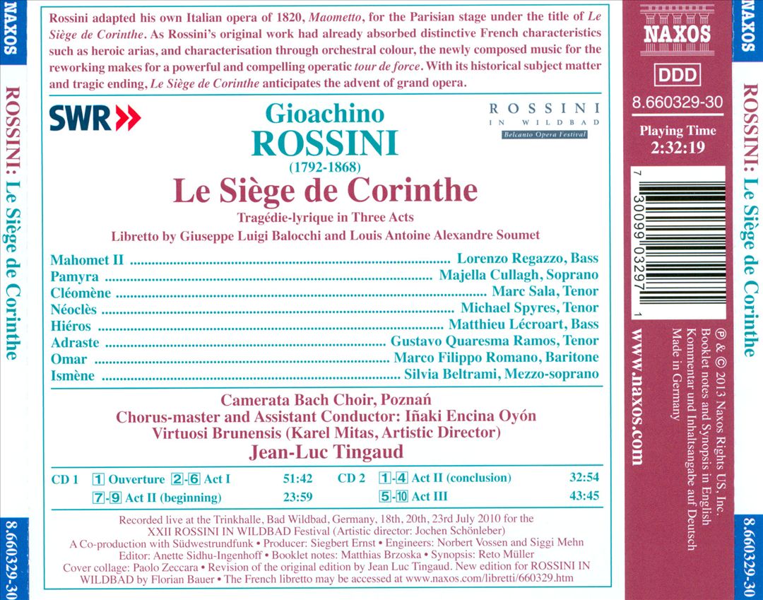Rossini: Le Siège de Corinthe cover art