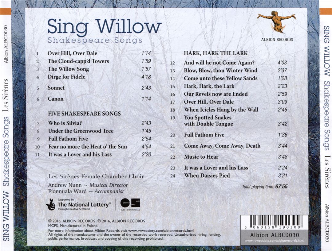 Sing Willow: Shakespeare Songs cover art