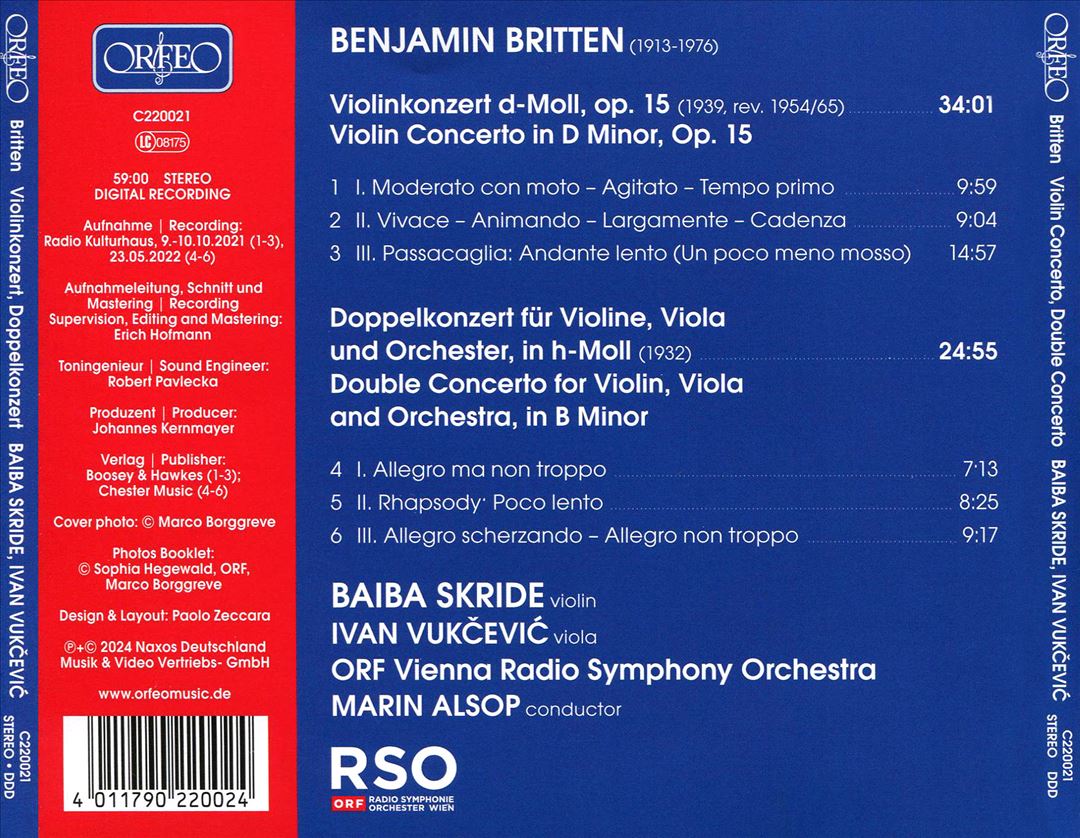 Benjamin Britten: Violin Concerto; Double Concerto for Violin and Viola cover art