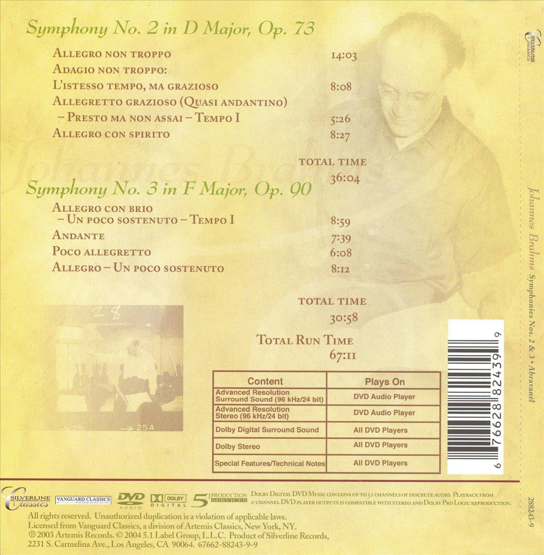 Brahms: Symphonies Nos. 2 & 3 [DVD Audio] cover art