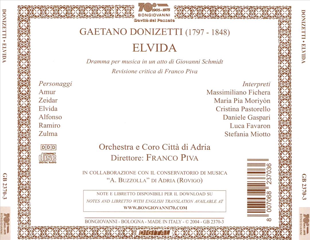 Donizetti: Elvida cover art