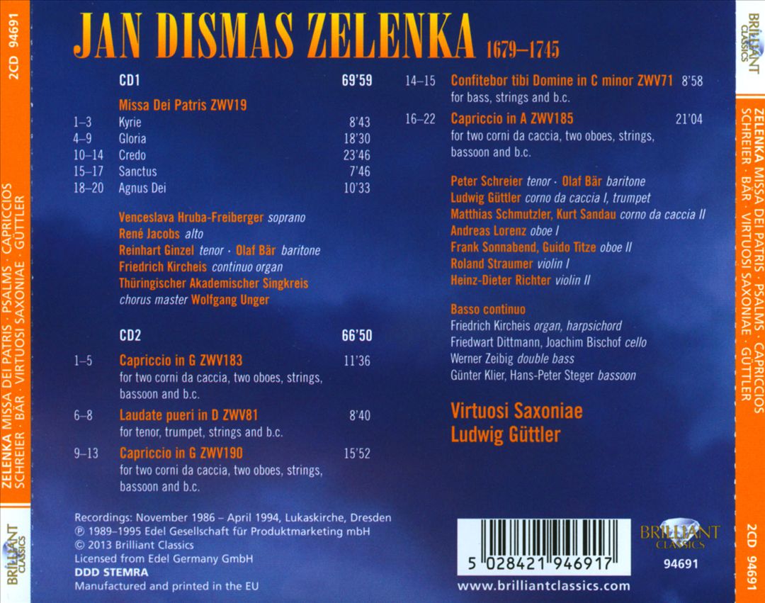 Zelenka: Missa Dei Patris; Confitebor Tibi Domine; Laudate Pueri cover art