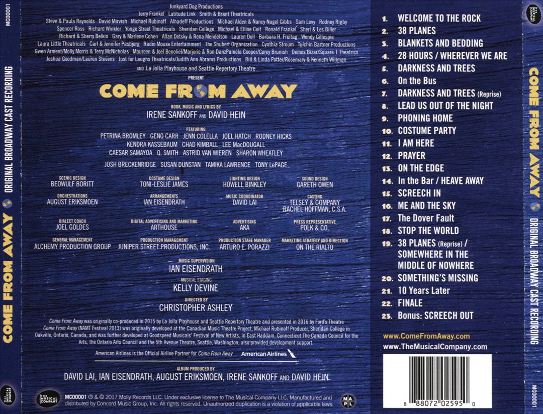 Come From Away [Original Broadway Cast] cover art
