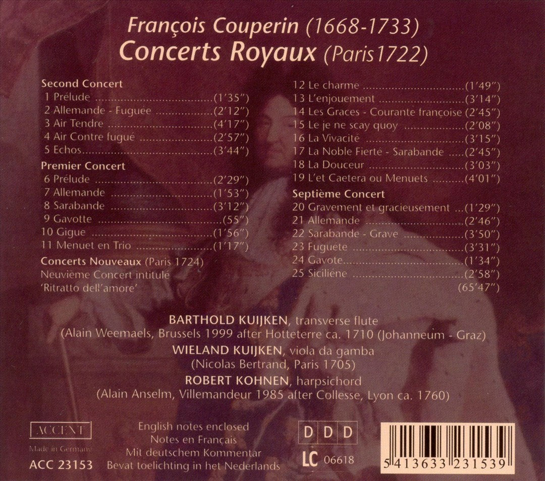 François Couperin: Concerts Royaux (Paris 1722) cover art