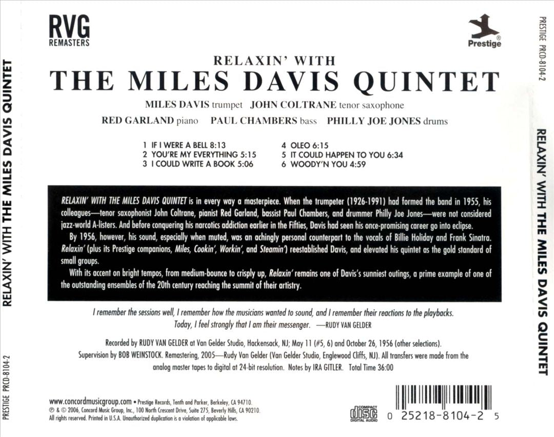 Relaxin' with the Miles Davis Quintet cover art