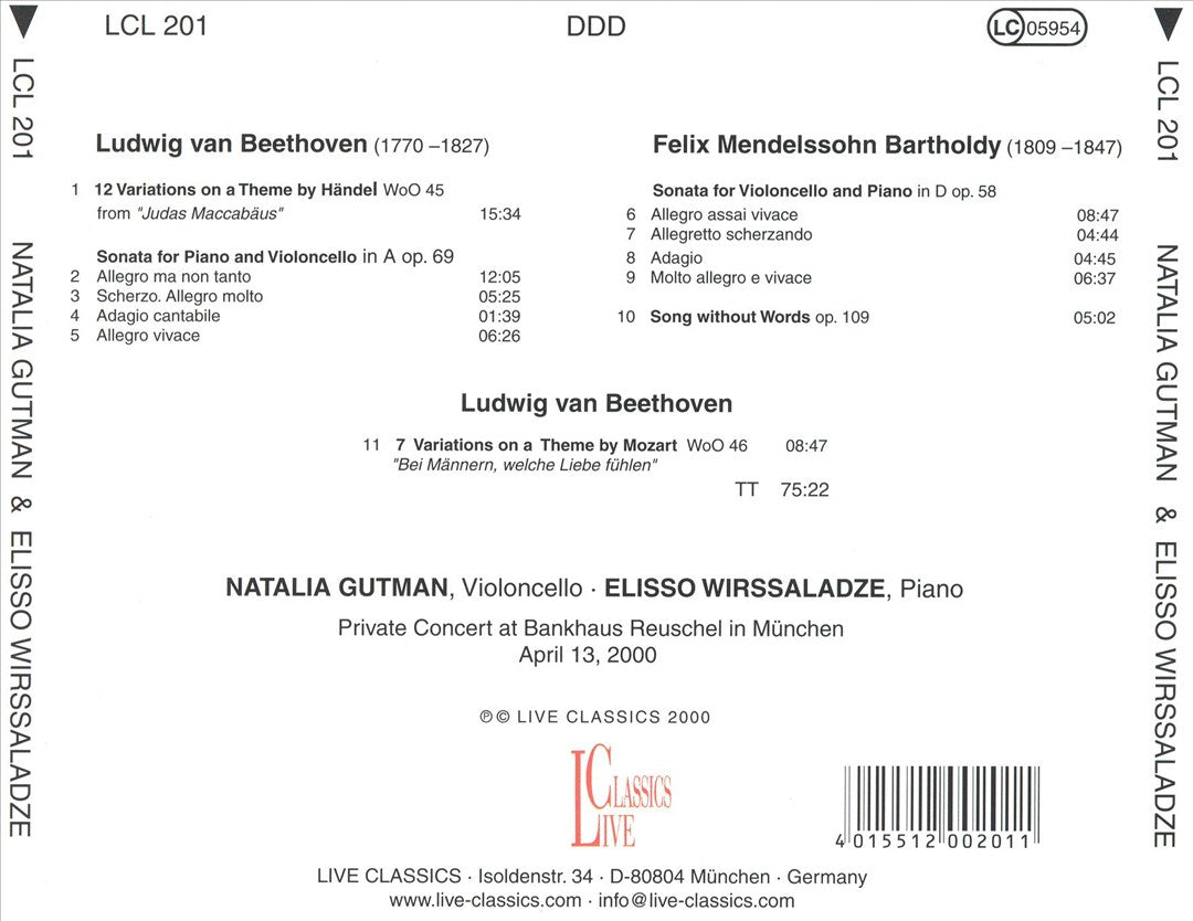 By Invitation: Natalia Gutman & Elisso Wirssaladze play Beethoven & Mendelssohn cover art