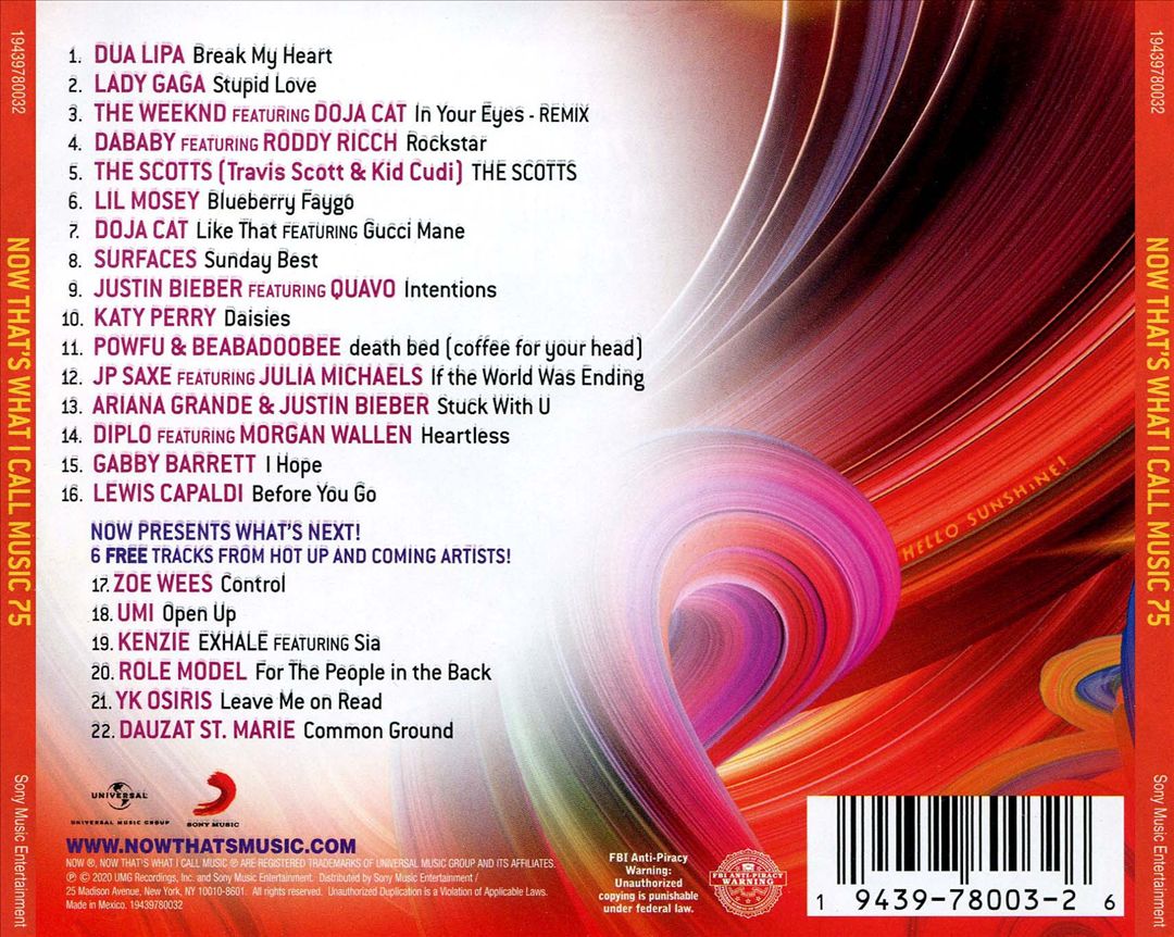 Now That's What I Call Music, Vol. 75 cover art