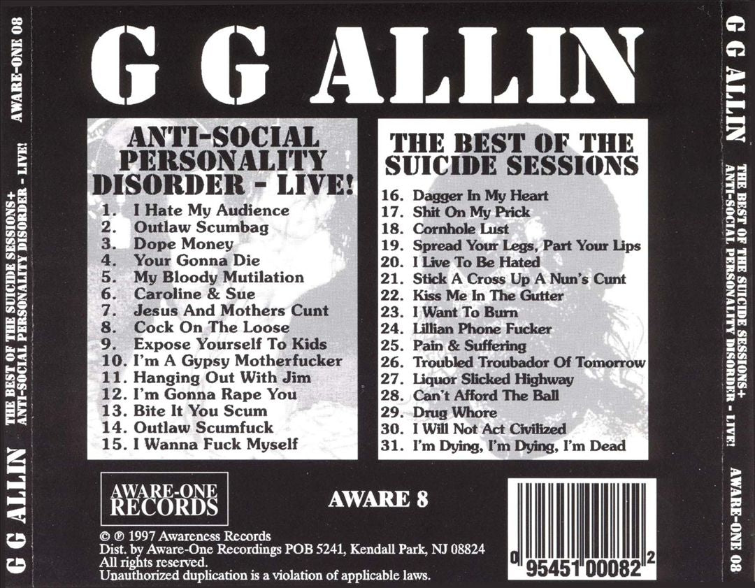 Suicide Sessions/Anti-Social Personality Disorder: Live cover art