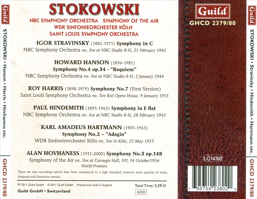 Stravinsky, Hindemith, Hartmann, Hanson, Harris, Hovhaness: Symphonies cover art