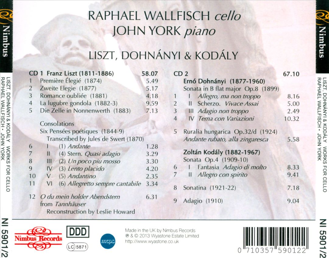 Liszt, Dohnányi, Kodály: Works for Cello & Piano cover art
