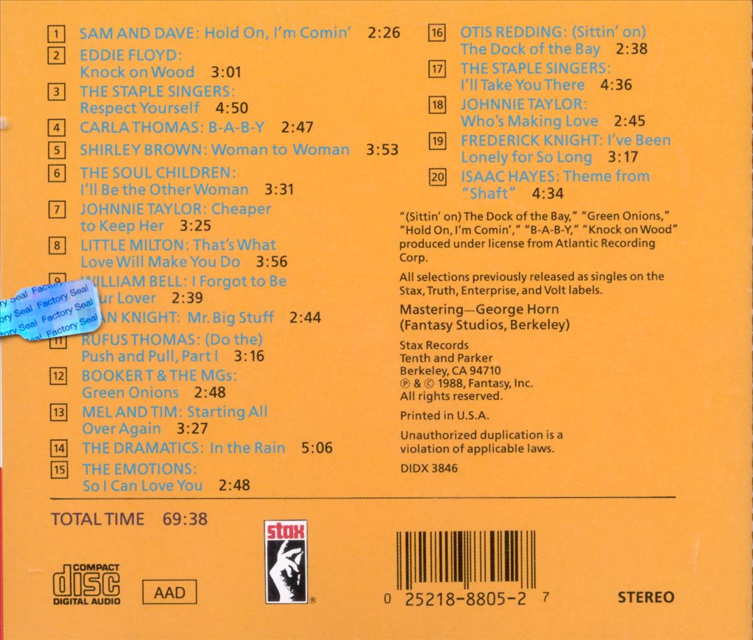 Top of the Stax: Twenty Greatest Hits cover art