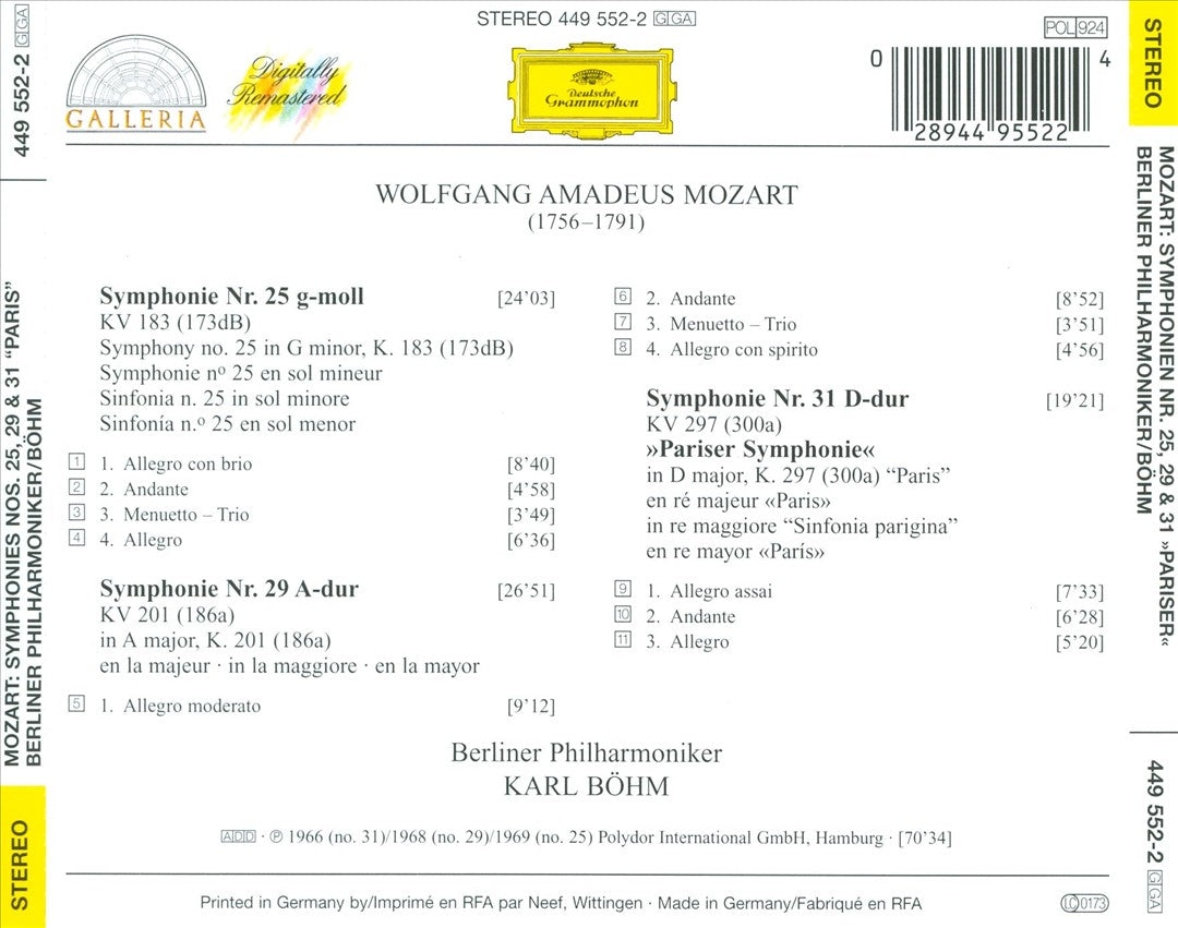 Mozart: Symphonien Nos. 25, 29 & 31 cover art