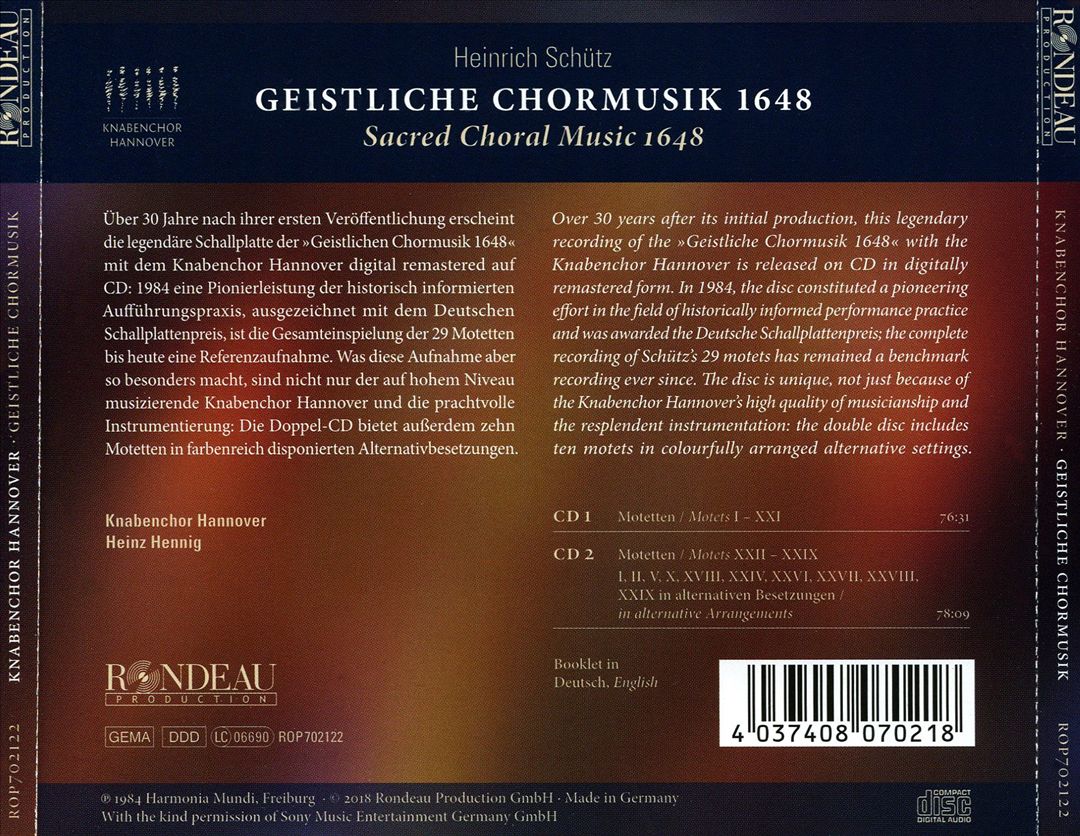 Heinrich Schütz: Geistliche Chormusik, 1648 cover art