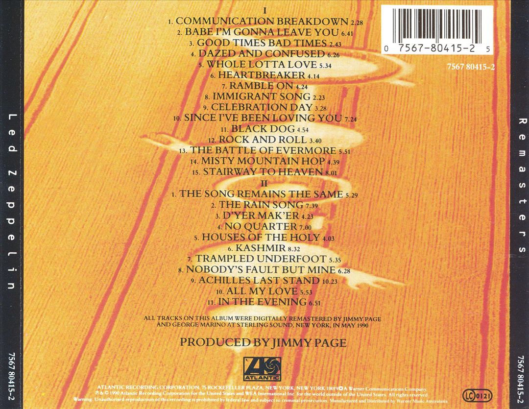 Led Zeppelin Remasters cover art