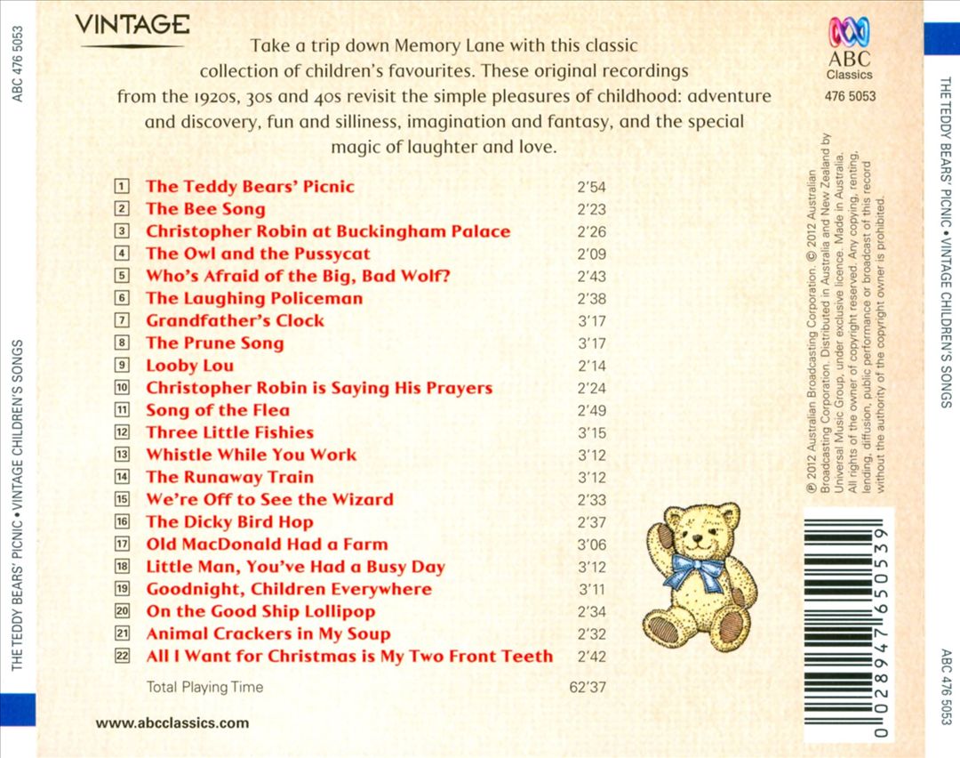 Teddy Bears' Picnic: Vintage Children's Songs cover art