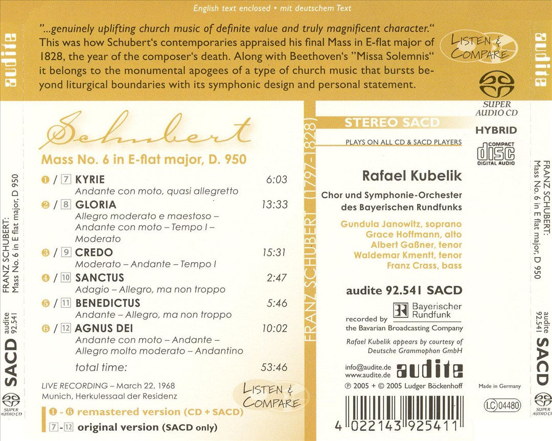 Schubert: Mass No. 6 in E flat major cover art
