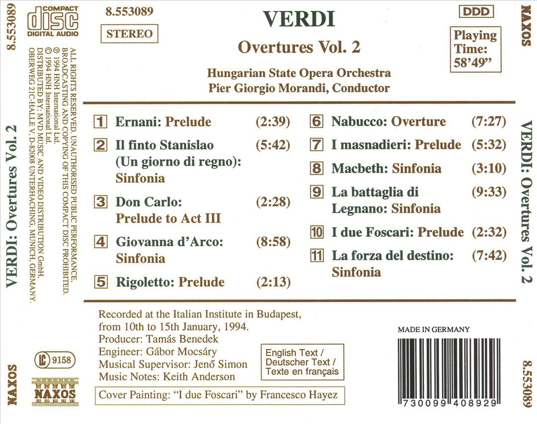 Verdi: Overtures, Vol. 2 cover art