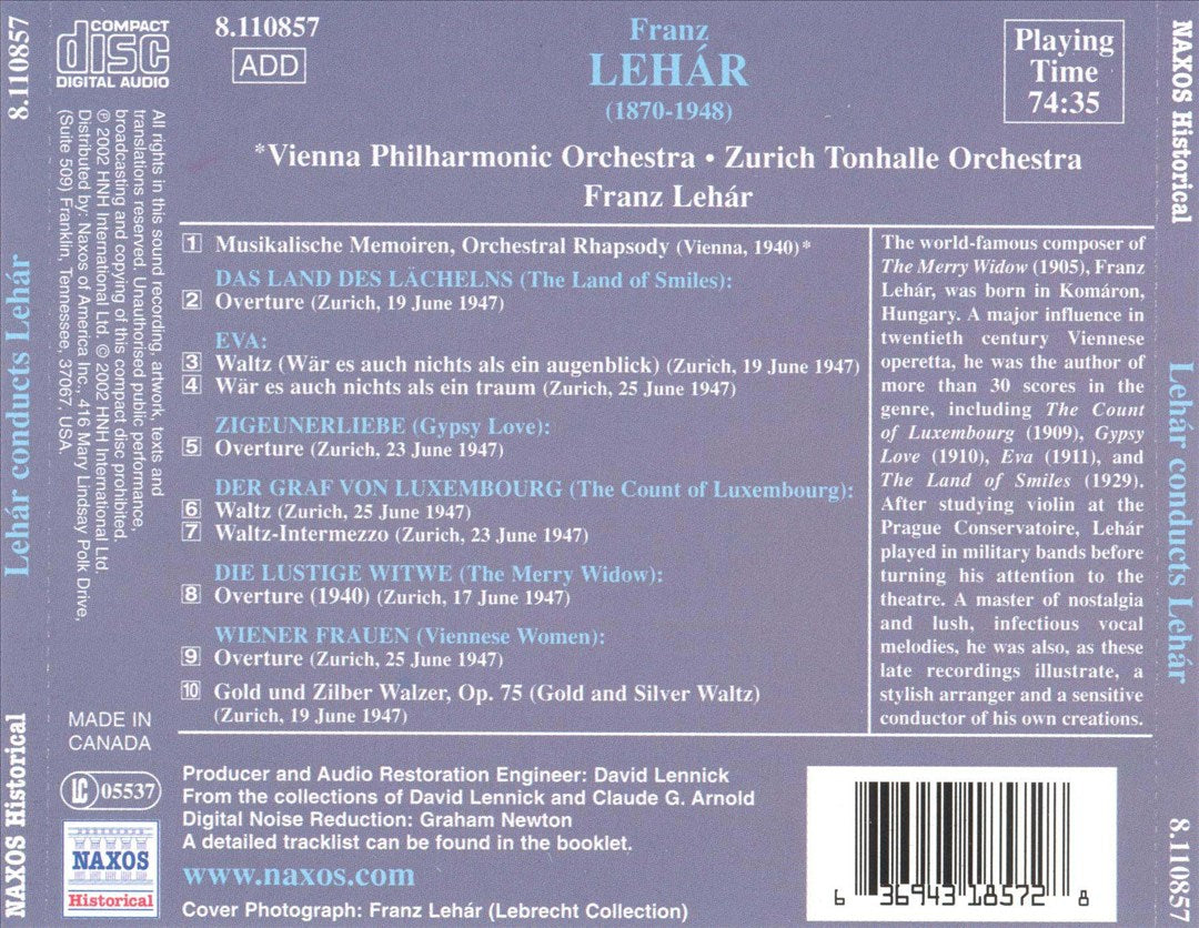 Lehár Conducts Lehár cover art