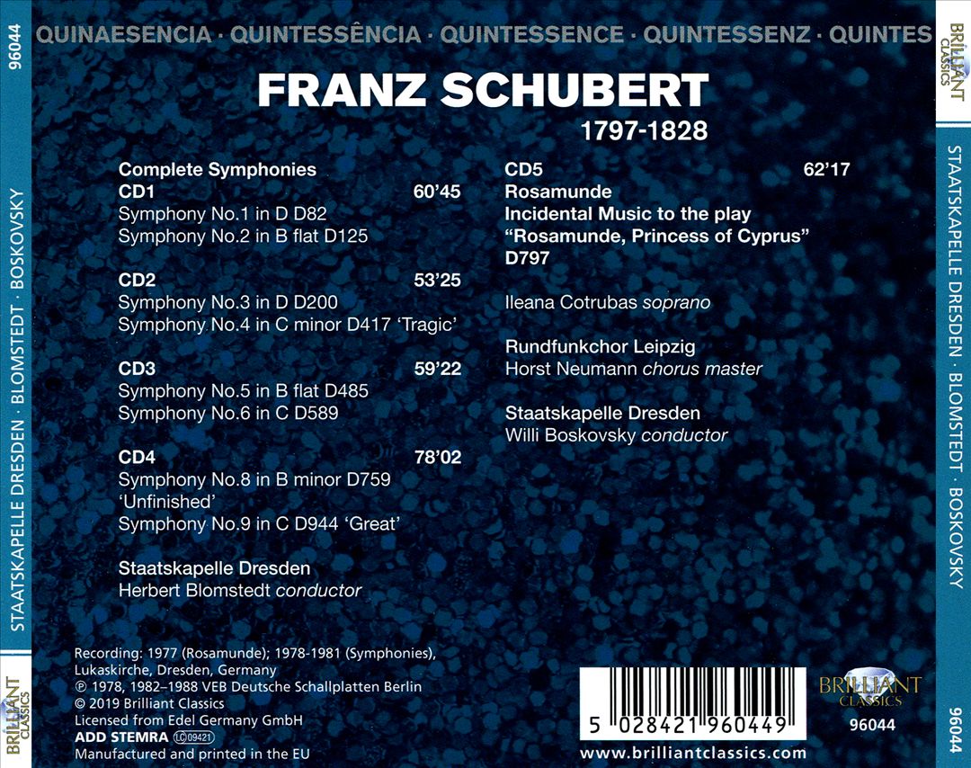 Schubert: Complete Symphonies; Rosamunde cover art