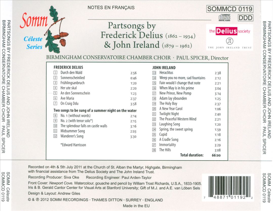 Frederick Delius, John Ireland: Partsongs cover art