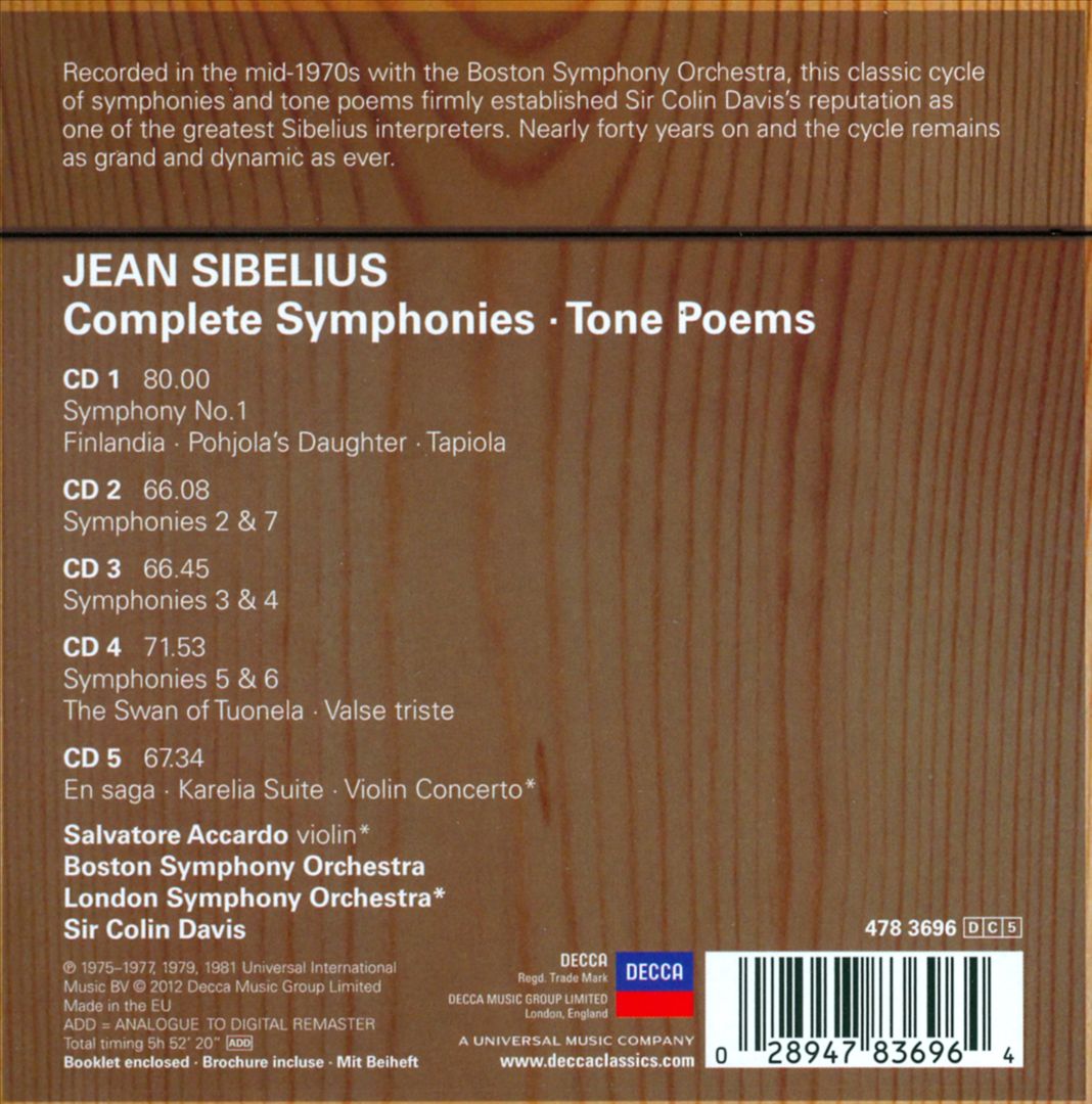 Sibelius: Complete Symphonies; Tone Poems cover art