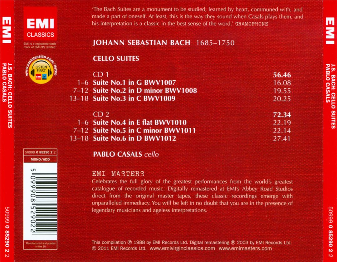 J.S. Bach: Six Suites for Solo Cello cover art