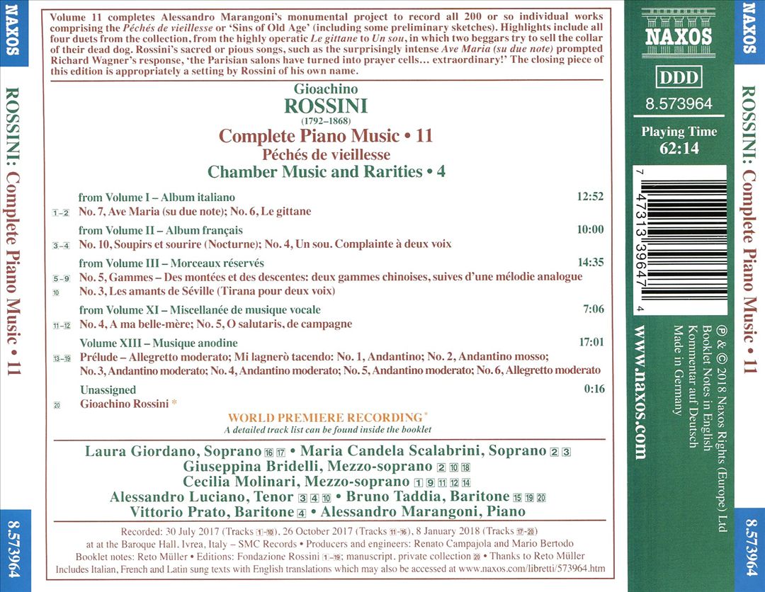 Rossini: Péchés de vieilless, 11 cover art