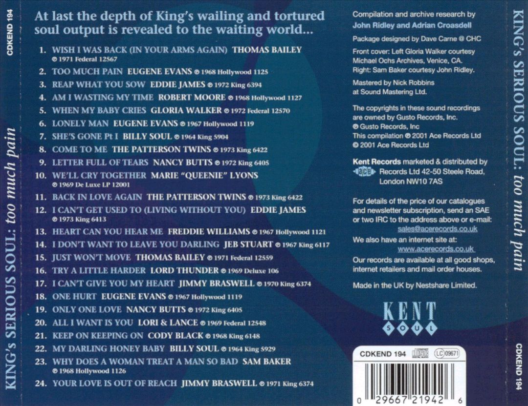 King's Serious Soul: Too Much Pain cover art